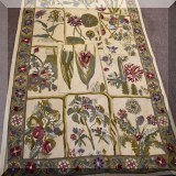 R101. Botanical crewel rug. Handcrafted in India. 3'6” x 5'6” 